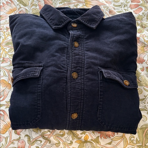 Vintage Levi's Navy Corduroy Shirt Jacket Blue Plaid Fleece Flannel Lining L - Picture 6 of 7